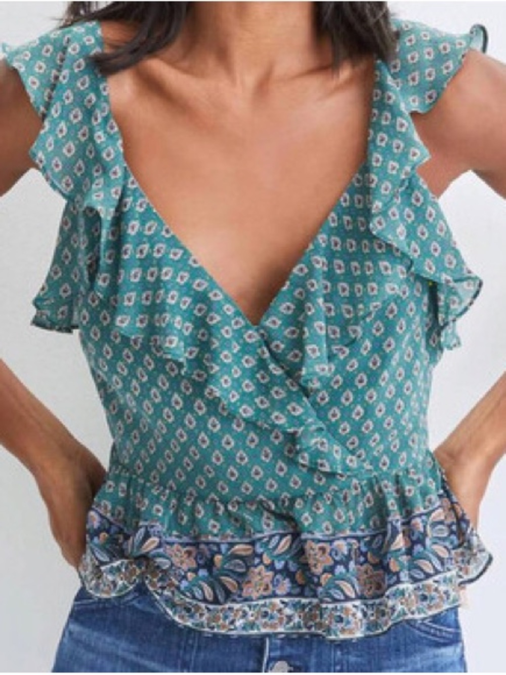Veronica Beard Randa Silk Top Seaglass
Multi